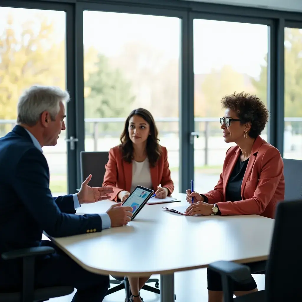 Consultant présentant des études de cas de réussites de restructuration d'entreprise.